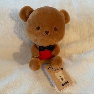 NWT 7" Round1 Brown & Red Kawaii Japanese Chocolate Bear Plush Toy